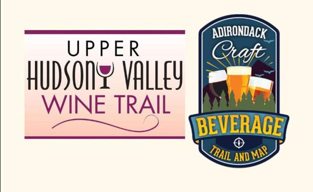 Image shows logos for the Upper Hudson Valley Wine Victory View Vineyard is on the Upper Hudson Valley Wine Trail and Adirondack Craft Beverage Trail.