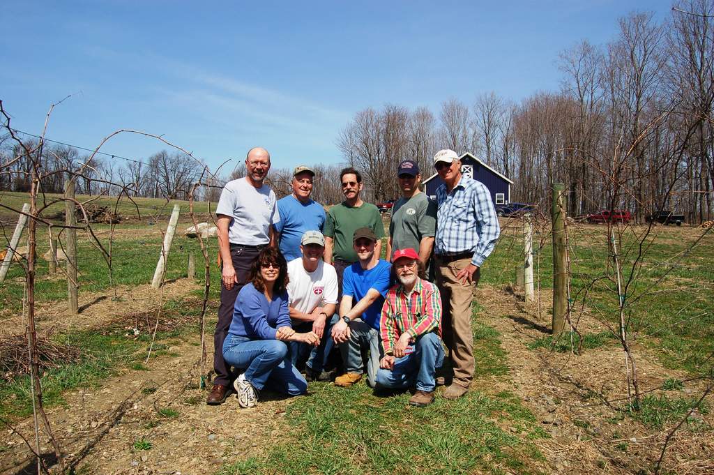 Attendees of a grapevine pruning workshop in our vineyard.