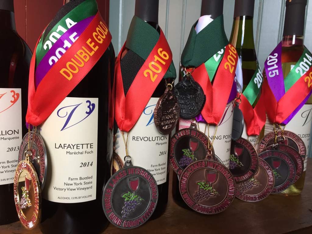 Some of our bottles of wine with medals.