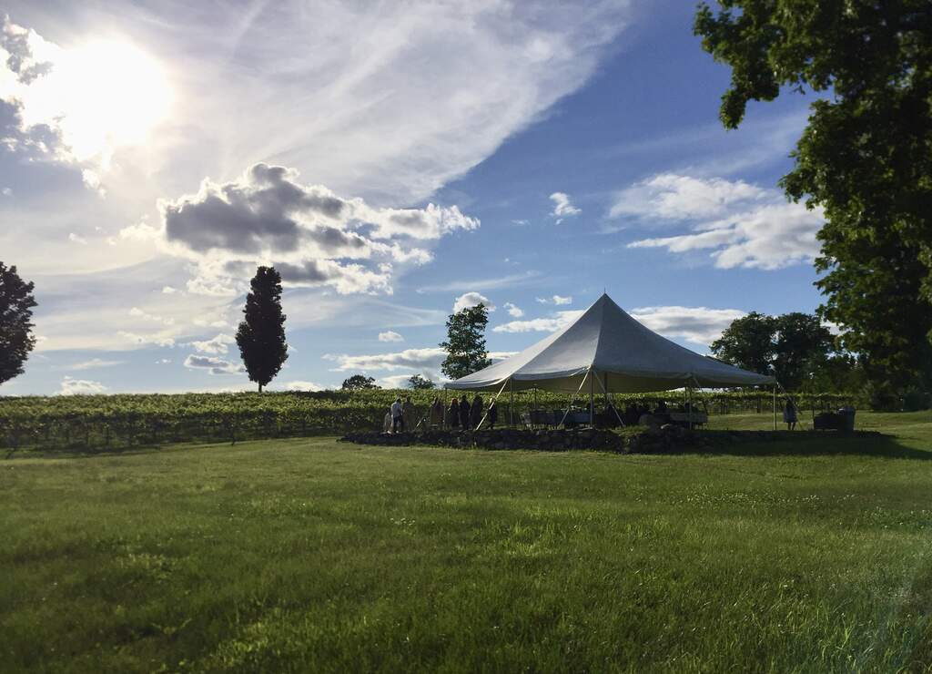 wine tent at vineyard Victory View Vineyard's wine tent