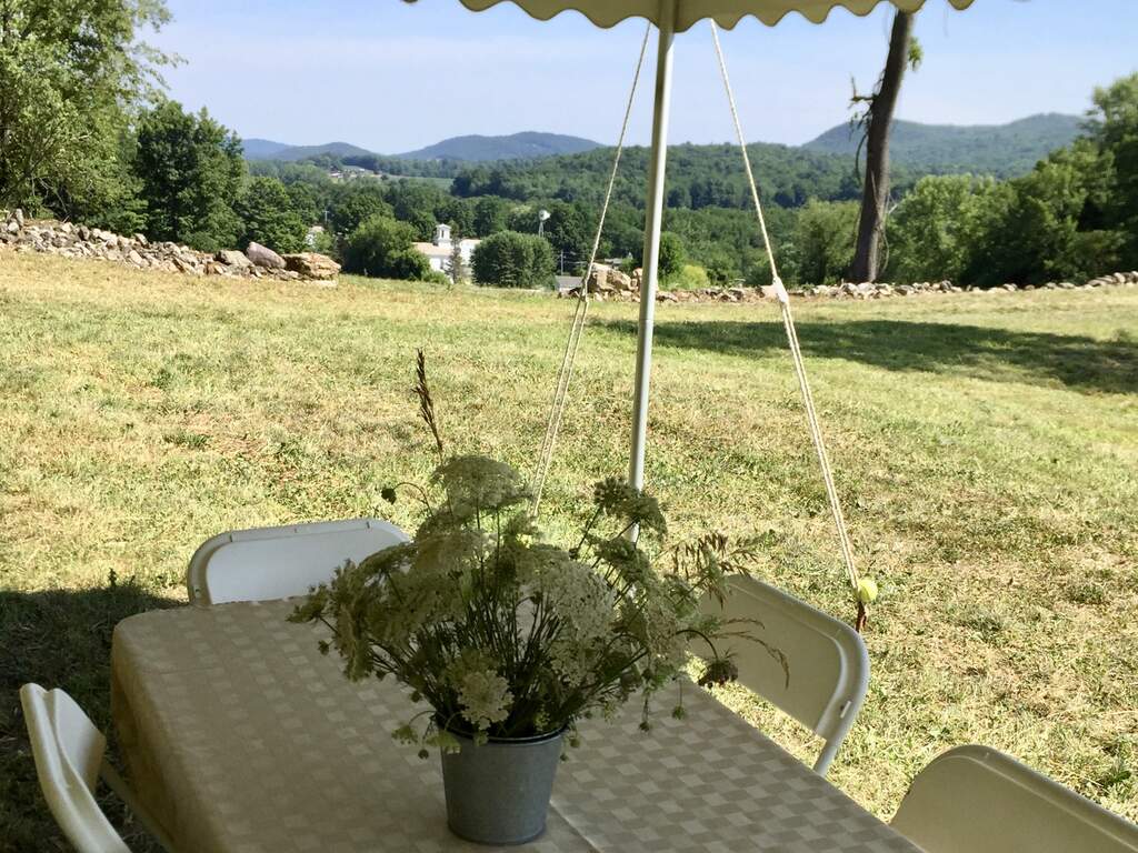 View from the party tent near the hill-top marquette vineyard block.